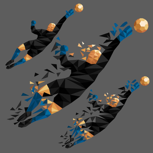 воротар Векторні ілюстрації футболіст футболіст низькополіцейський стиль концептуальні набори однорідного кольору
  - Вектор, зображення
