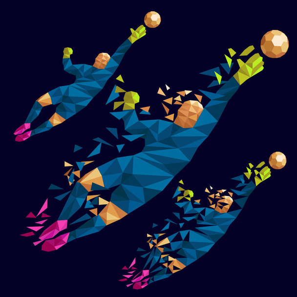 maalivahti vektori kuvitus jalkapallo pelaaja low-poly tyyli konsepti sarjat yhtenäinen väri
  - Vektori, kuva