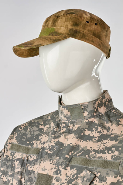 Close up portrait head of mannequin with military cap. - Photo, Image