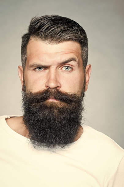 Face fashion boy or Man in your web site. Man face portrait in your advertisnent. Bearded grey-haired man with moustache - Φωτογραφία, εικόνα