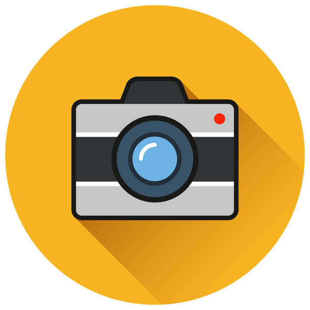 Illustration of camera orange circle flat icon - Vettoriali, immagini