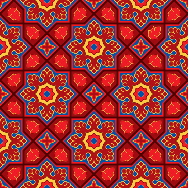 Sindhi traditional pattern background, Red & Blue Wallpaper, Vector Illustration - Vector, Image