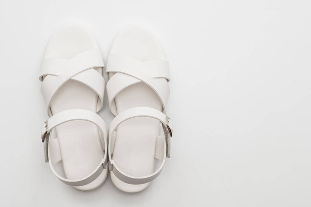 women leather sandals isolated on white background - Foto, Imagem