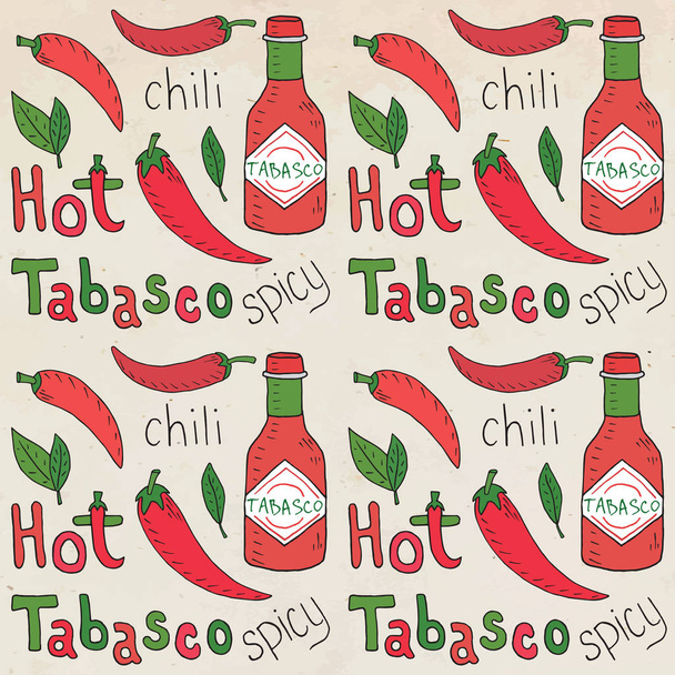 Chili bezešvé vzor. Letní krásná ilustrace chili Pepper. - Vektor, obrázek