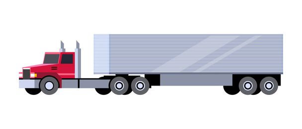 Minimalistic icon box trailer tractor front side view. Semi trailer vehicle. Vector isolated illustration. - Vector, Image