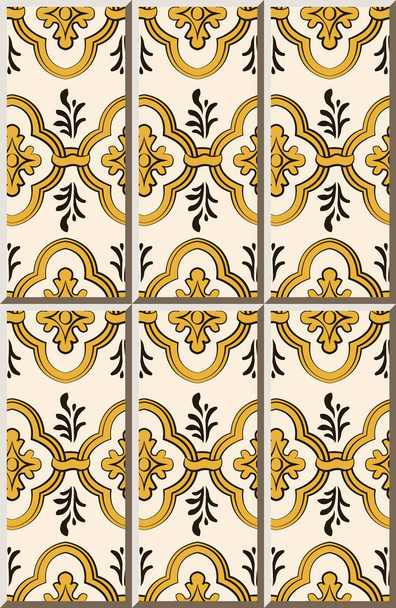 Patrón de baldosas de cerámica curva cruz marco redondo cadena flor hoja, oriental interior suelo pared ornamento elegante diseño elegante
 - Vector, Imagen