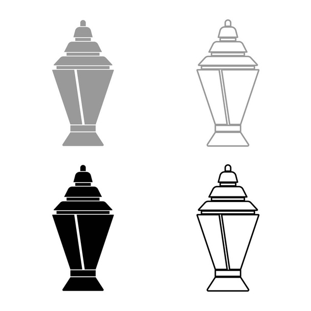 Ramadan kareem lantern or fanous icon set grey black color outline - Vector, Image
