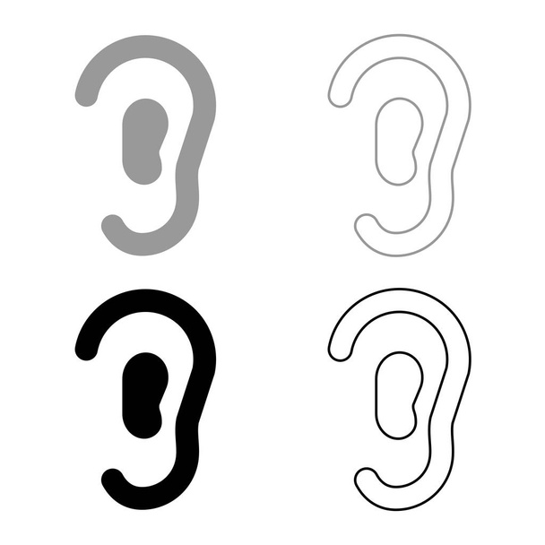 Oído icono conjunto gris negro contorno de color
 - Vector, imagen