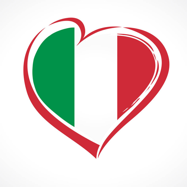 Rakkaus Italia, sydän tunnus kansallinen lippu värillinen. Italian lippu sydämen muotoinen Italian tasavallan päivä eristetty valkoisella taustalla. Vektoriesimerkki
 - Vektori, kuva