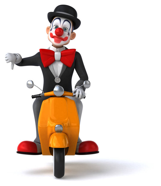 funny cartoon character on motorcycle    - 3D Illustration - Photo, image