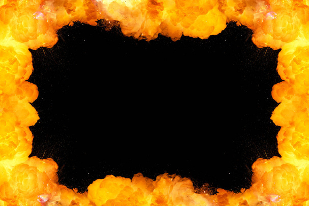 Vurige frame achtergrond op zwart - Foto, afbeelding