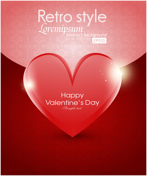 Valentin day, Greting card with heart and love - Διάνυσμα, εικόνα