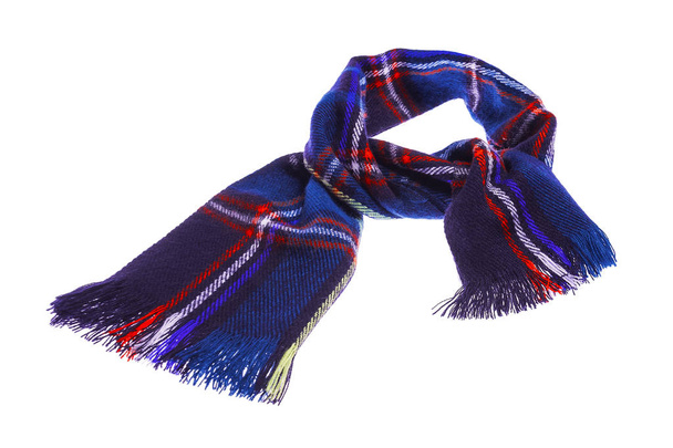 Blue checkered scarf. - Fotografie, Obrázek