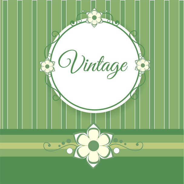 Vintage green background with flowers - Vector, Image