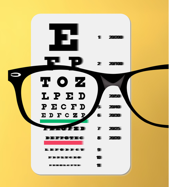snellen göz grafik üzerinde gözlük - Vektör, Görsel