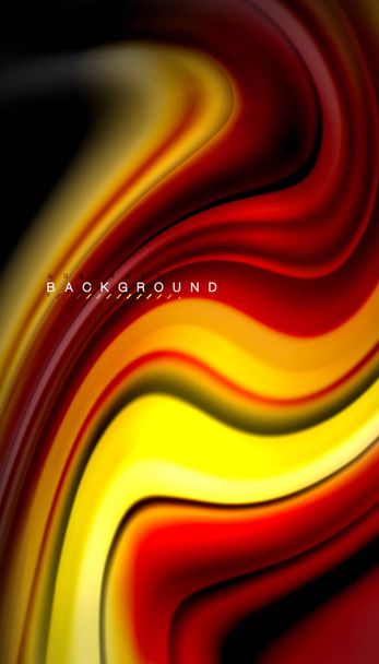 Абстрактные волновые линии жидкость радуга стиль цветовых полос на черном фоне - Вектор,изображение