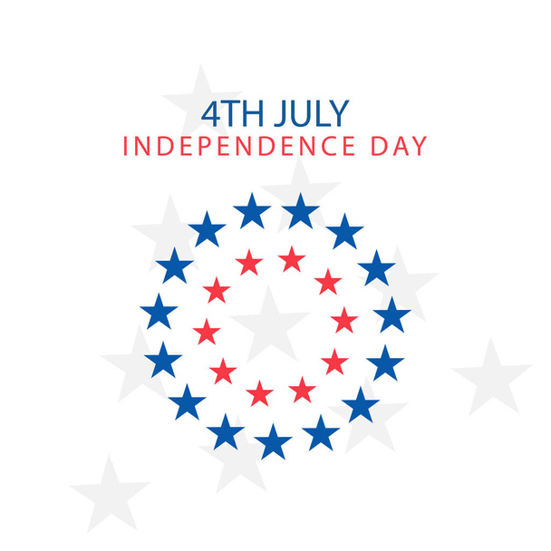 円の星が青と赤の色、幸せな独立記念日米国で 7 月 4 日白い背景のベクトル図. - ベクター画像