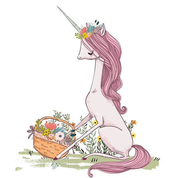 Cute cartoon unicorn - Vector, Image