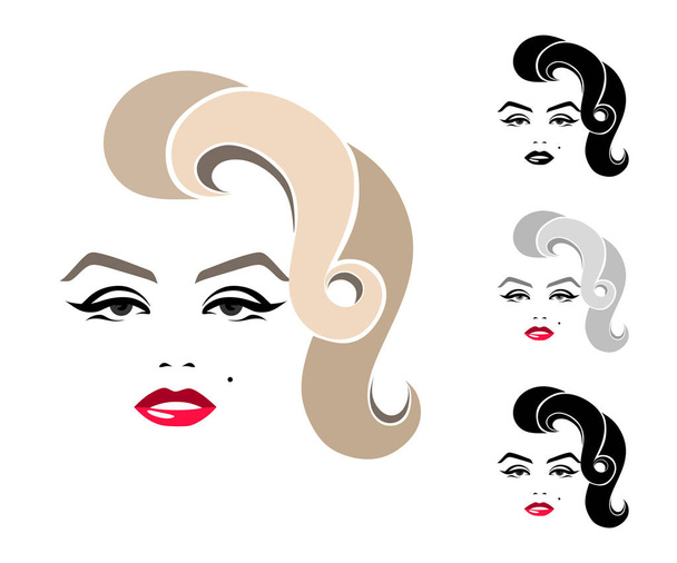 Marilyn Monroe, portret graficzny, logo, znak, ikona, godło, symbol. Na białym tle obraz - Wektor, obraz