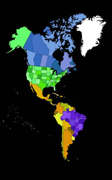 イラスト - アメリカの地理的な地図. - ベクター画像