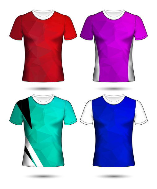 plantillas camiseta colección geométrica abstracta de diferentes colores mosaico poligonal  - Vector, Imagen