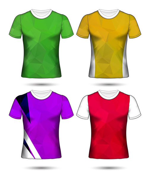 t-shirt sjablonen abstracte geometrische collectie van verschillende kleuren polygonaal mozaïek  - Vector, afbeelding