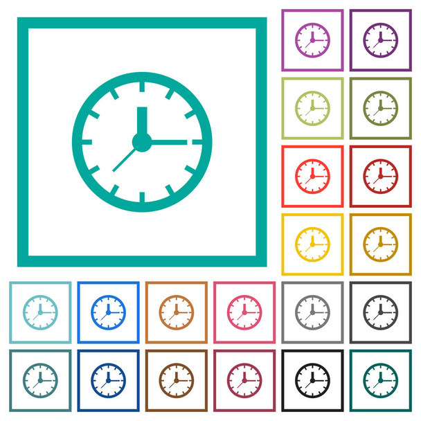 Reloj iconos de color plano con marcos de cuadrante sobre fondo blanco
 - Vector, imagen