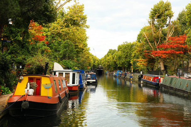 Little Venice water channles with colorful barges, London, UK, Europe - Photo, image