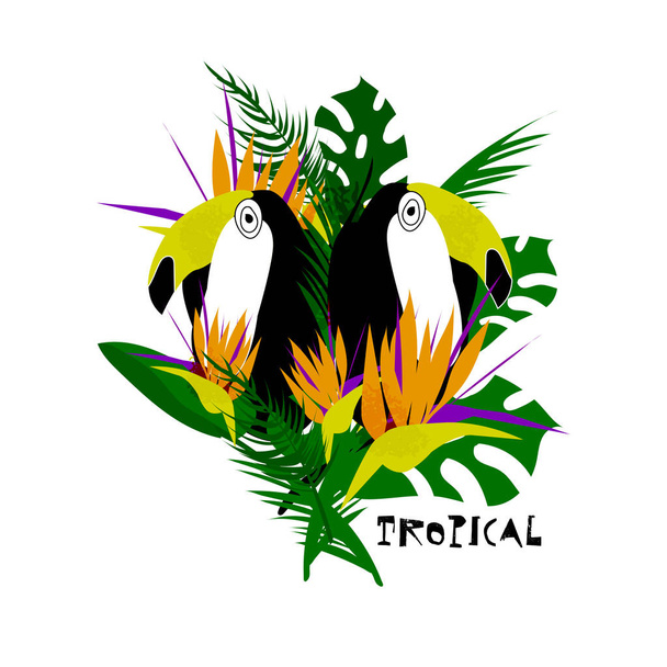 Tropical cartoon jungle illustration - Vector, Image