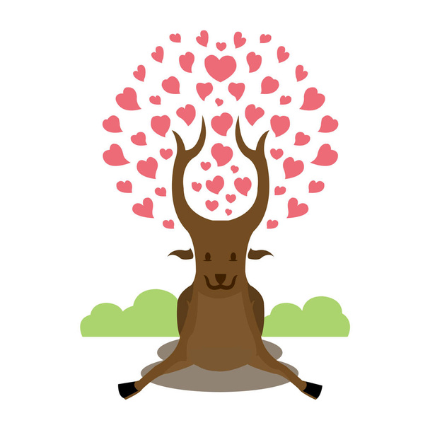 ilustración de ciervo con hojas de amor
 - Vector, imagen