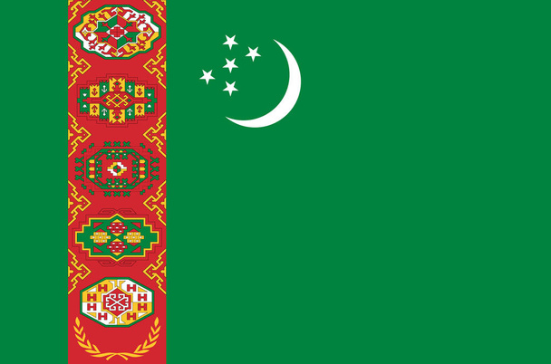 De nationale vlag van Turkmenistan. Officiële vlag van Turkmenistan, nauwkeurige kleuren, ware kleuren - Vector, afbeelding
