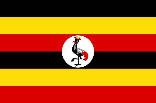 Ugandian nationale vlag. Officiële vlag van Oeganda, nauwkeurige kleuren en ware kleuren - Vector, afbeelding