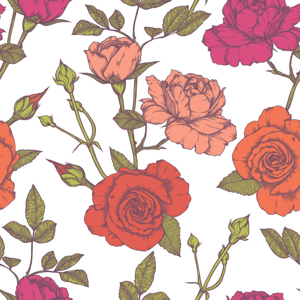 Patrón sin costuras con rosas Diseño vintage
 - Vector, Imagen
