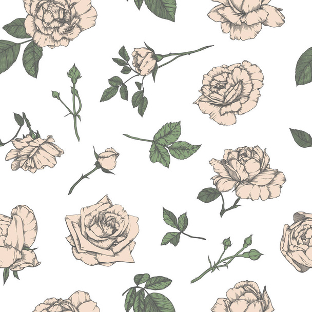 Seamless pattern with roses Vintage design - Διάνυσμα, εικόνα