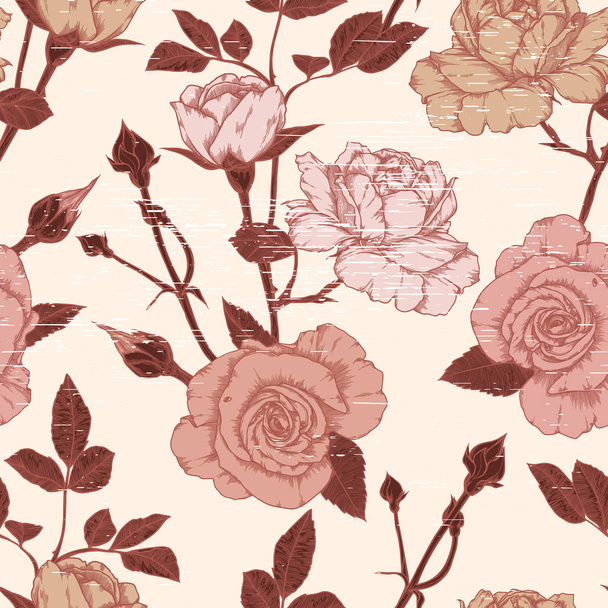 Seamless pattern with roses Vintage design - Vector, Image