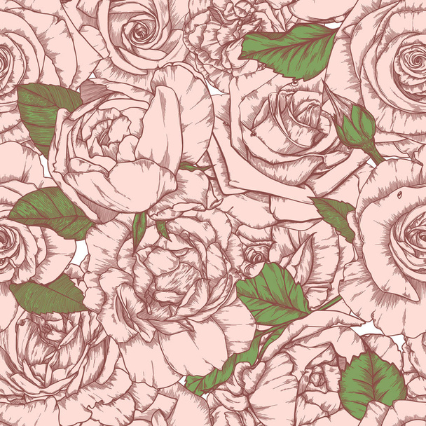 Бесшовный узор с розами Винтажный дизайн
 - Вектор,изображение