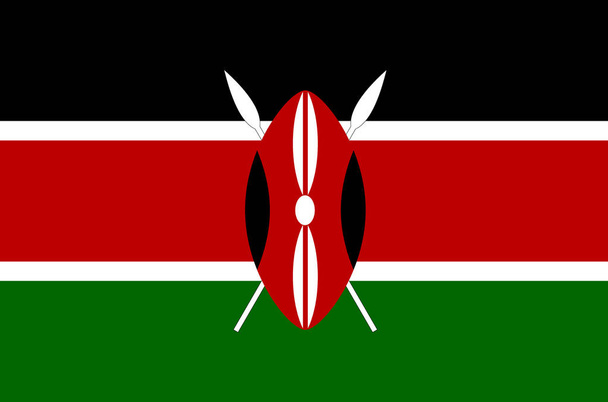 Keniaanse nationale vlag. Officiële vlag van Kenia, nauwkeurige kleuren, ware kleuren - Vector, afbeelding