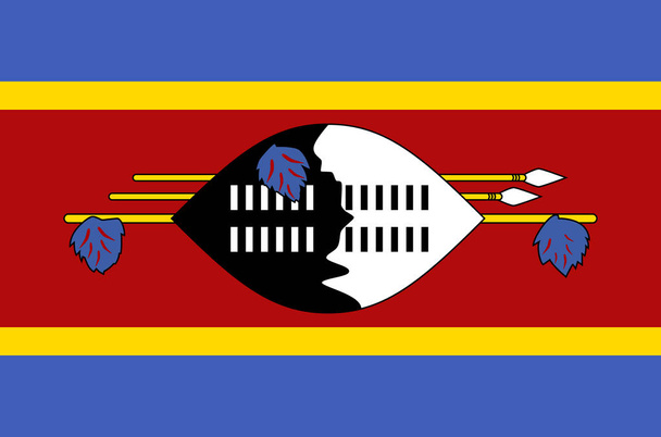 Eswatini nemzeti lobogó. Szváziföld pontos színek, igaz befest hivatalos zászlaja - Vektor, kép