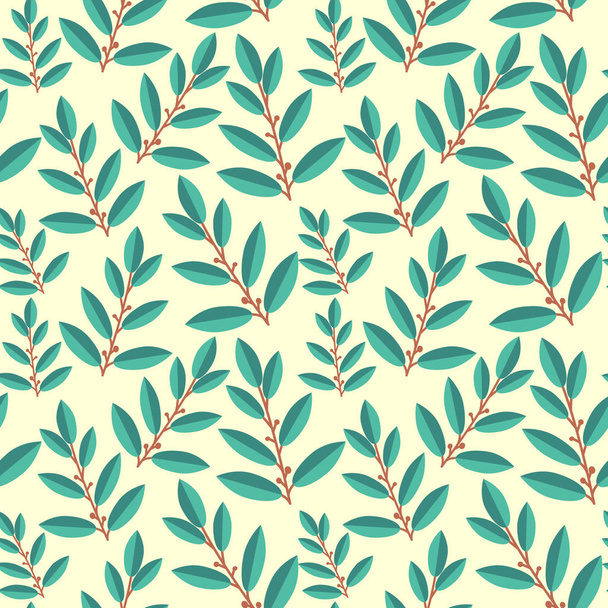 Seamless decorative laurus branches pattern - Vector, afbeelding