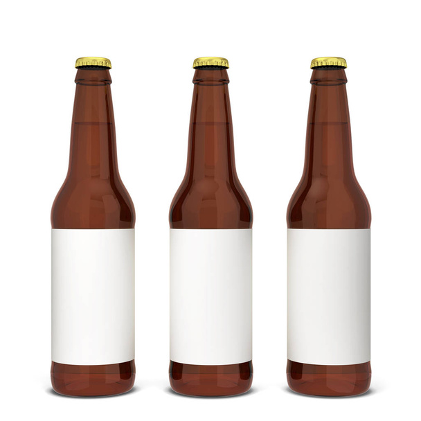 Beer bottle. 3d illustration isolated on white background  - Photo, Image