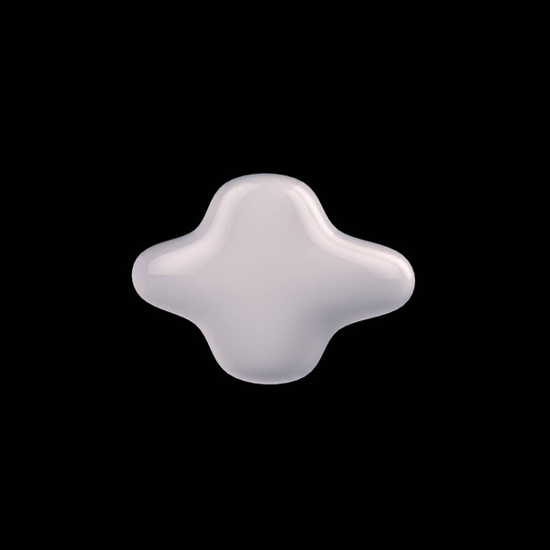 Symbol plus of milk, white colors on a black background, 3d render. - Photo, Image