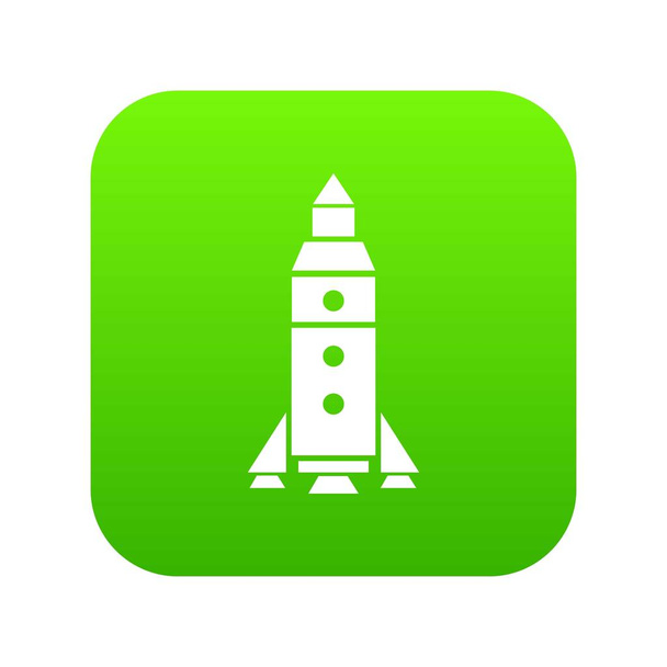 Rocket exploration icon green vector - Vettoriali, immagini