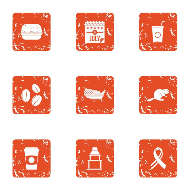 Food dose icons set, grunge style - Vector, Imagen