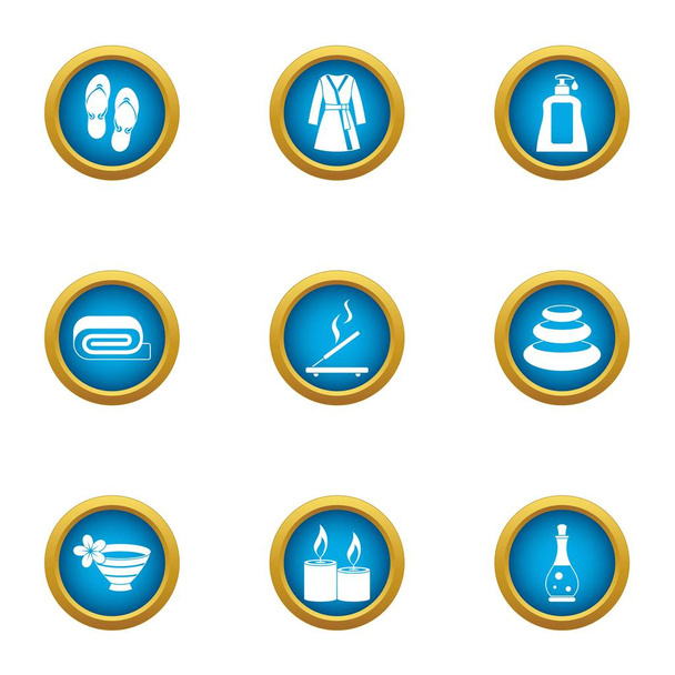 Relaxing bath icons set, flat style - Vector, Image