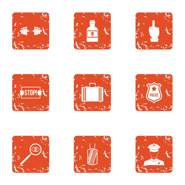 Procession icons set, grunge style - Vector, Imagen