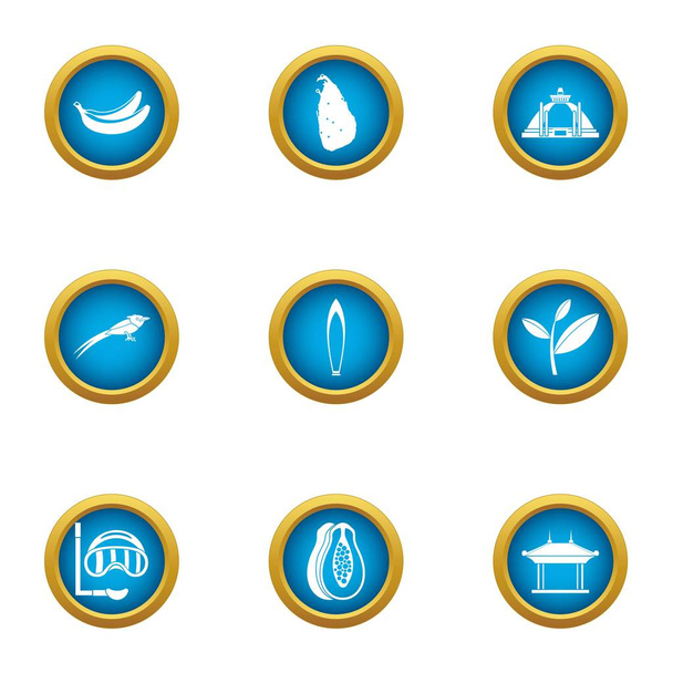 Discover earth icons set, flat style - Vecteur, image