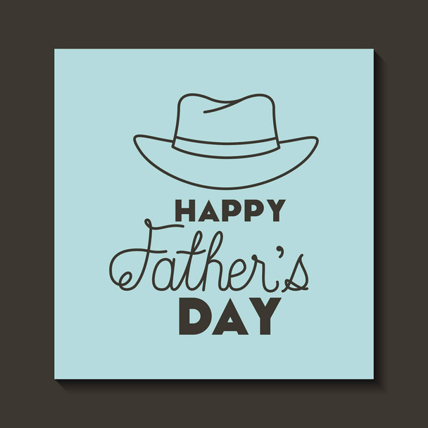 gelukkige vaders dagkaart met hoed - Vector, afbeelding
