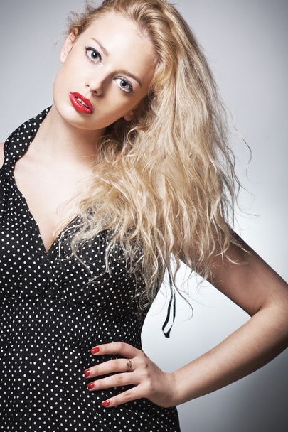 blond woman with colorful makeup - Zdjęcie, obraz