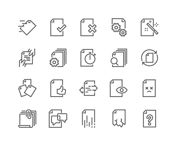 Iconos de gestión de flujo de documento de línea
 - Vector, Imagen
