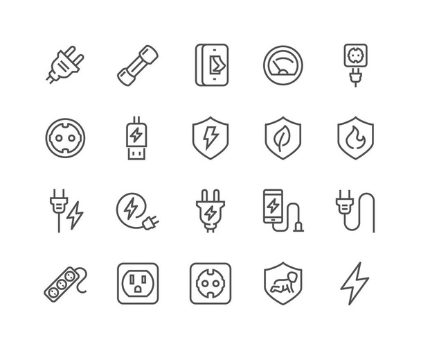 Line Surge Protector Icons - Vector, Image